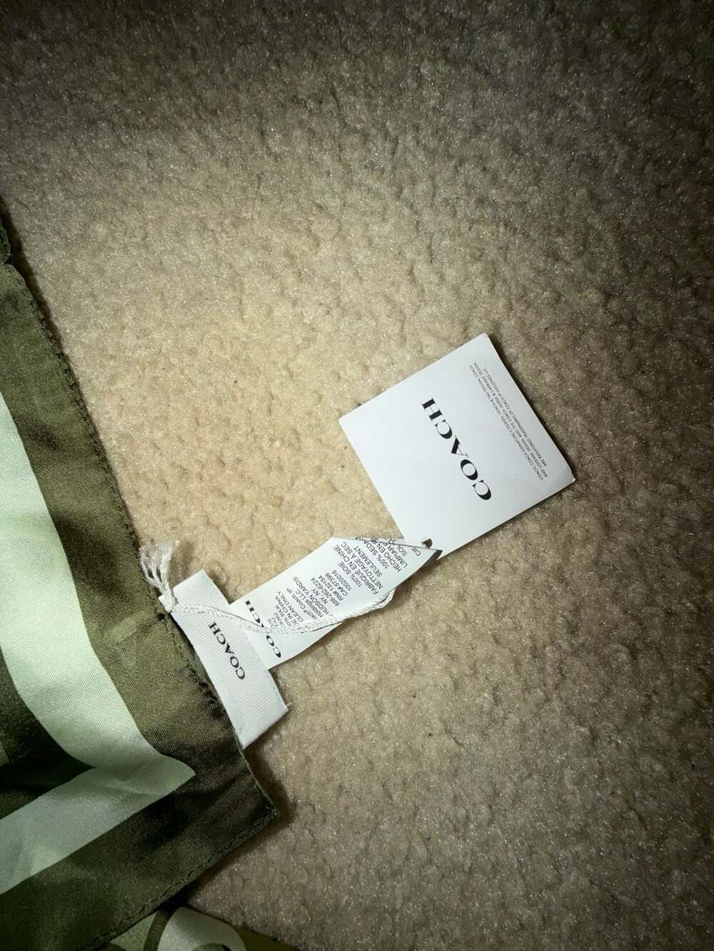 Coach Signature C SQ 35 Silk Scarf Size 35 Military Green - Picture 2 of 3